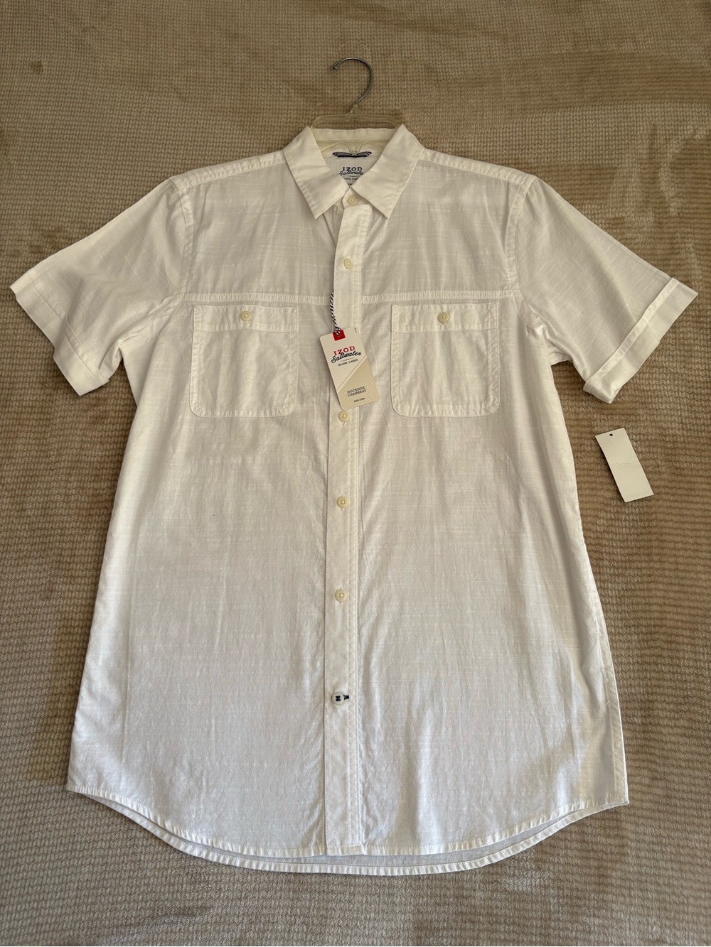 Izod White Short-Sleeve Button-Down Shirt